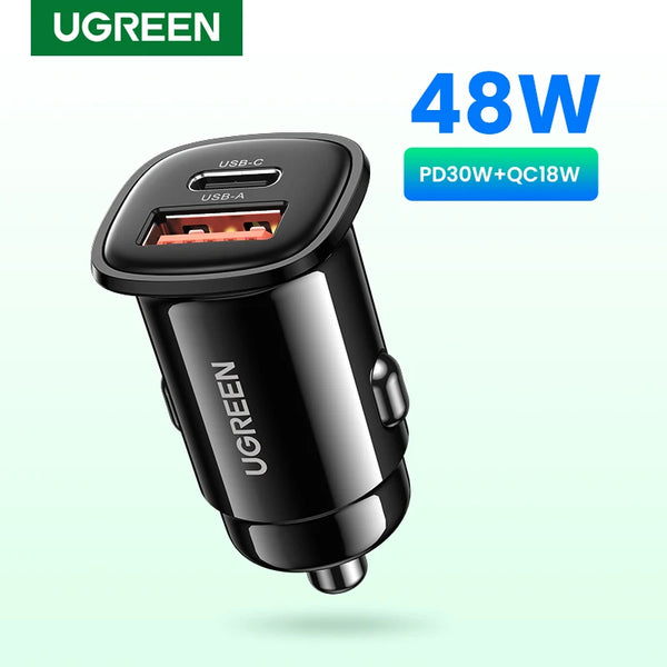 UGREEN Car Charger 30W, PD/QC4.0/3.0/SCP