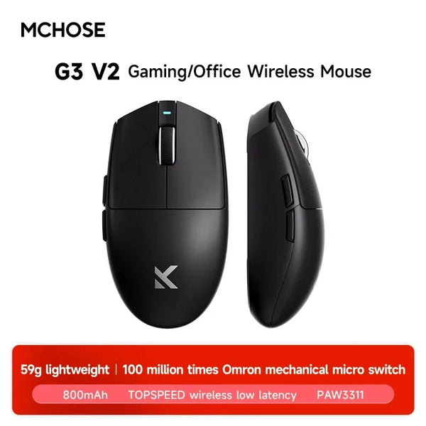 MCHOSE G3 Ultra Wireless Gaming Mouse — PAW3395, 26000 DPI, 8K Polling, 64g Ultralight