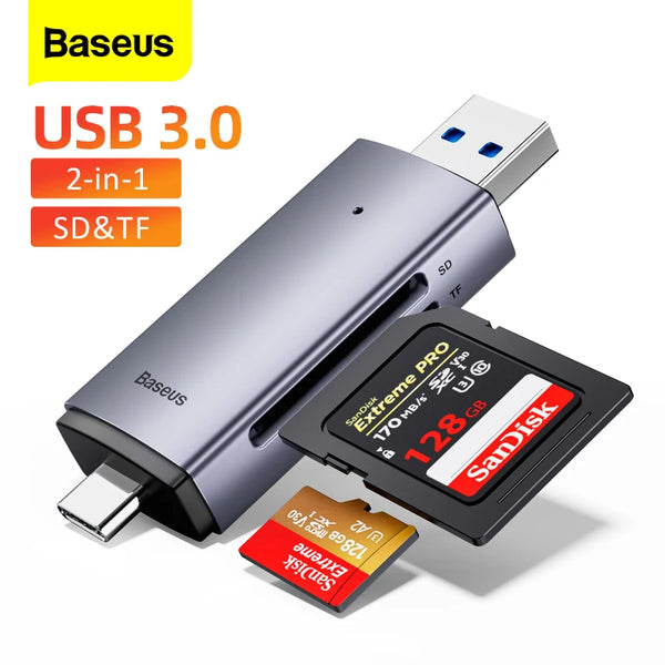 Baseus Card Reader, USB-C & USB3.0 to SD/Micro SD/TF