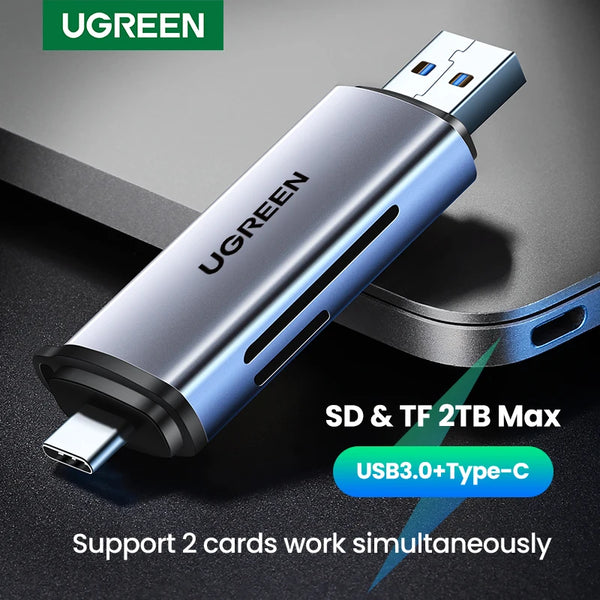 UGREEN USB3.0 & USB-C Card Reader, 2-in-1 SD/TF