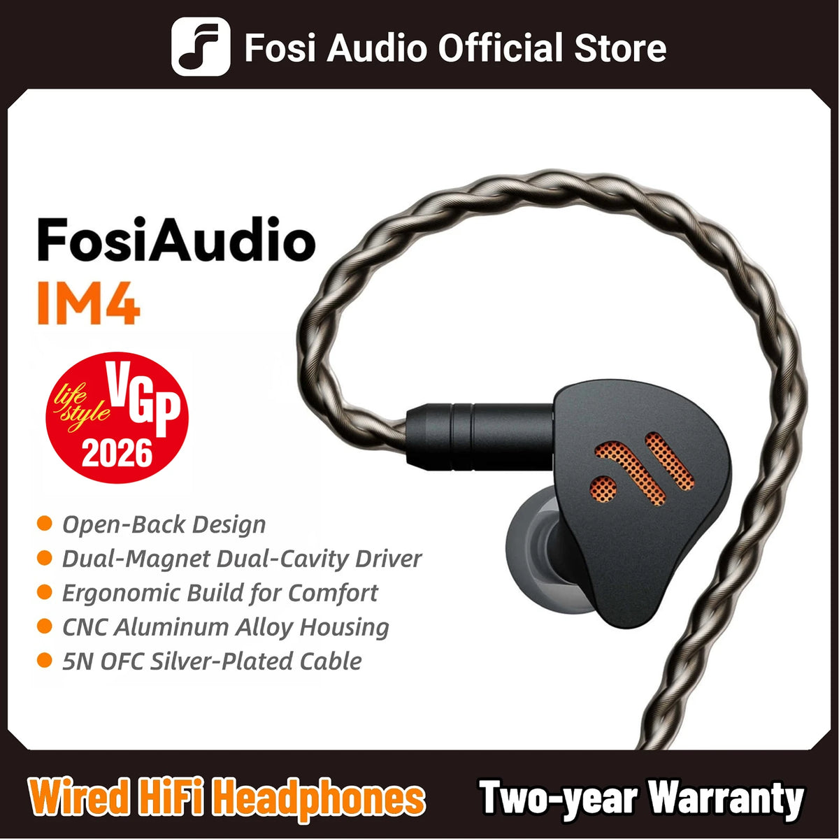 Fosi Audio IM4 HiFi Wired In-Ear Headphones