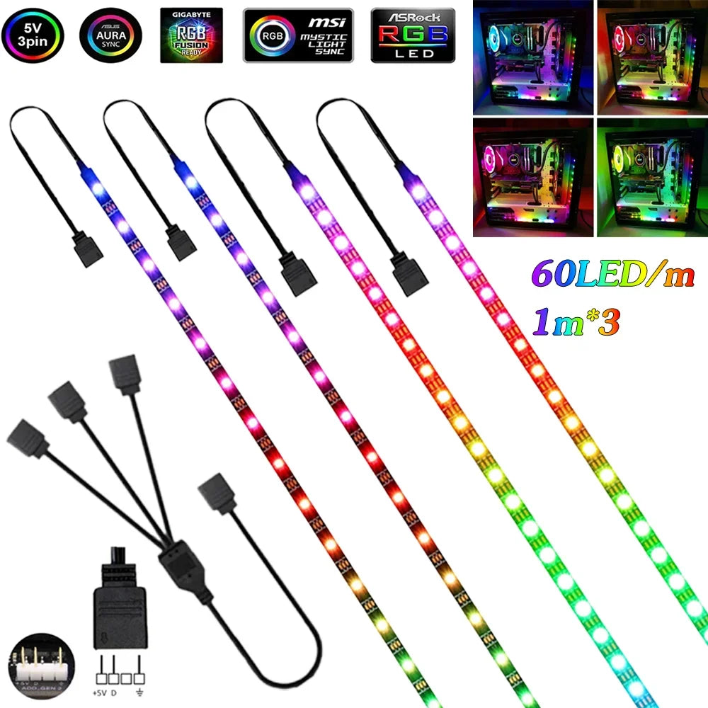 5V ARGB 3-Pin Magnetic LED Strip, WS2812B