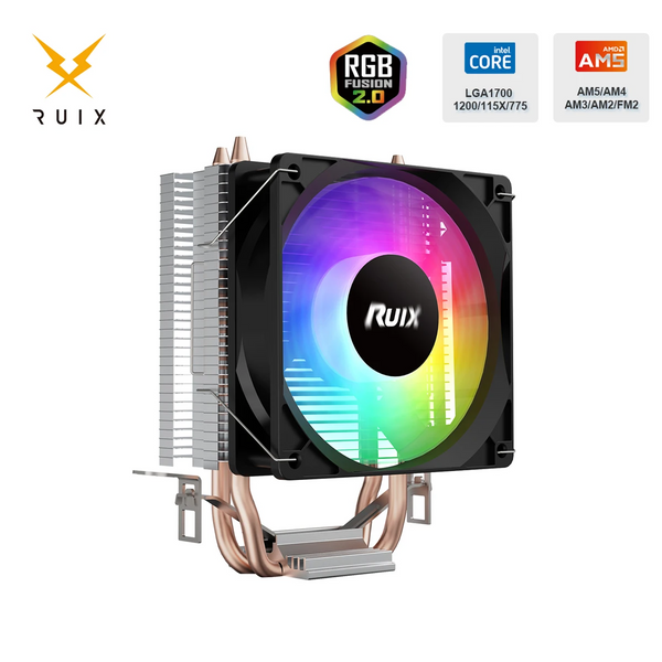 RUIX X2000 92mm Dual Heatpipe CPU Air Cooler - Budget Tower Cooler, Intel & AMD